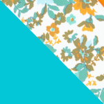 Lycra turchese fiori arancioni